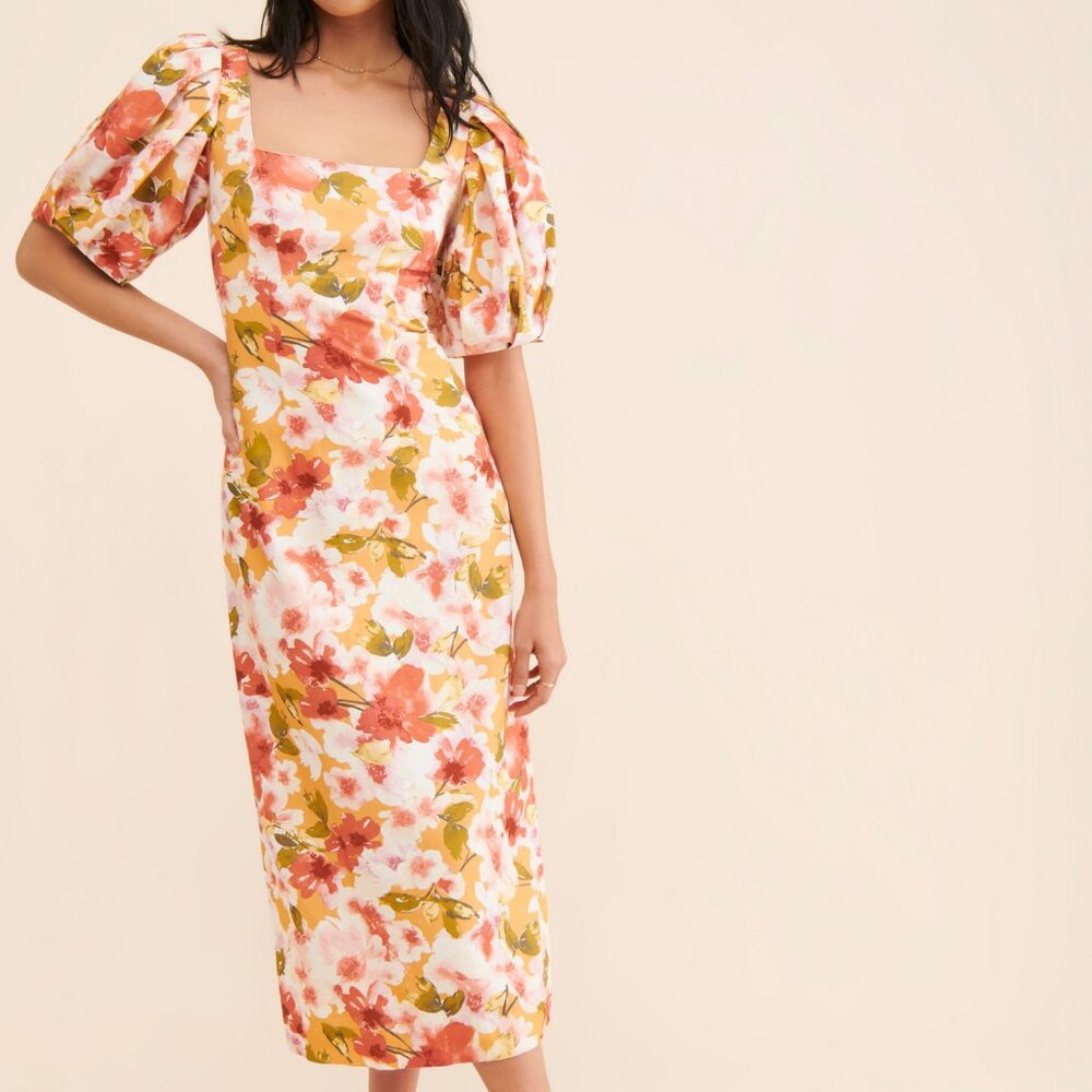 Moon River Square Neck Puff-Sleeve Dress Size Large